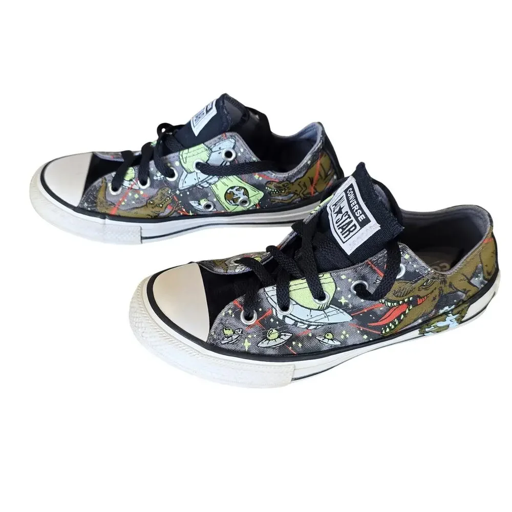 Converse Chuck Taylor Dinoverse All Star Low Top Dinosaur UFO Kids Size 2